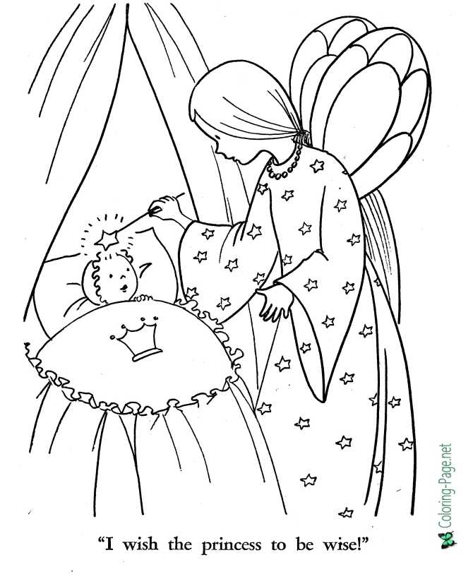 printable Sleeping Beauty be wise coloring page