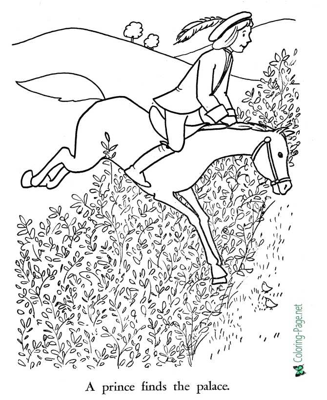 printable Sleeping Beauty coloring page - A Prince Finds the Palace