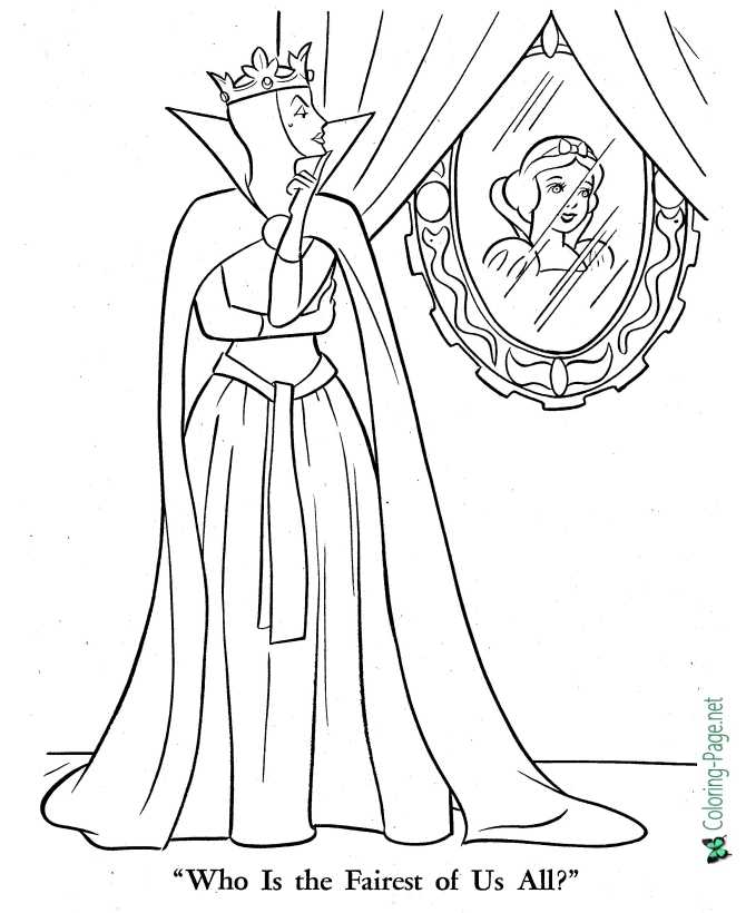 printable Snow White coloring page - Who is the Fairest of All?