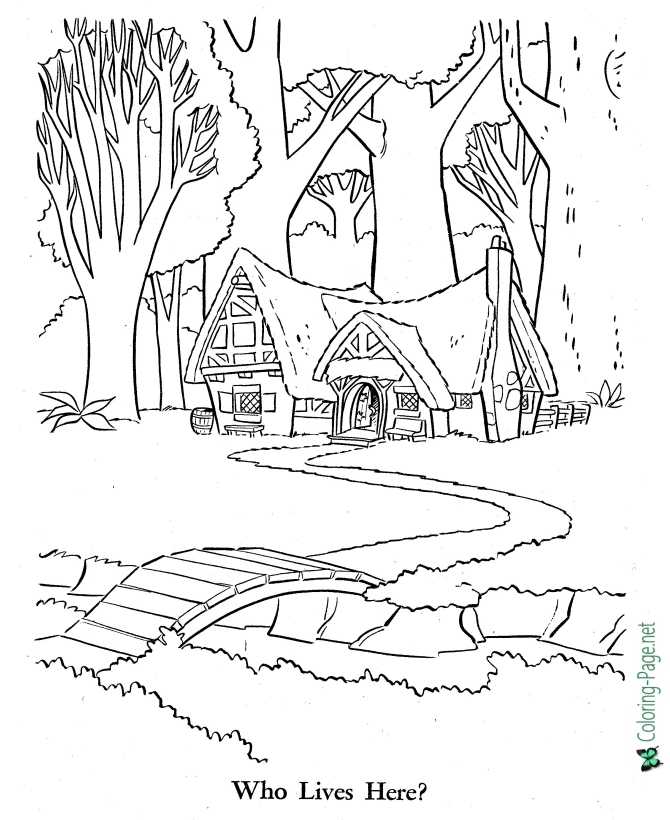 printable Snow White coloring page - Dwarfs House