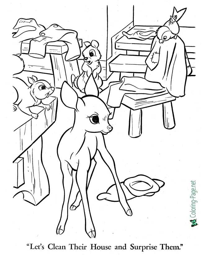 Animals Coloring Page - Snow White Fairy Tale