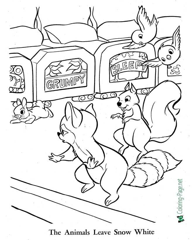 Snow White Animals to Color - Snow White coloring page