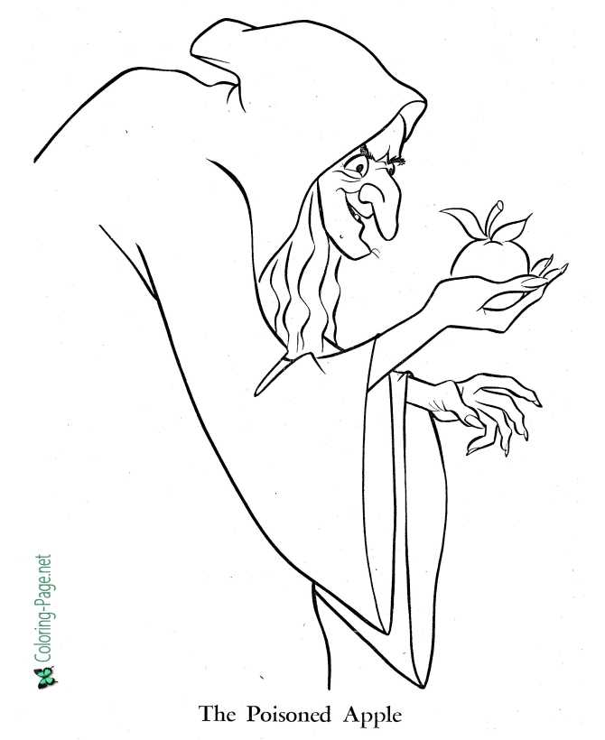 printable Snow White coloring page - The Poisoned Apple