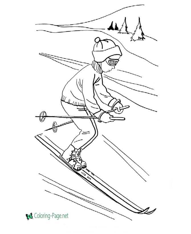 Snow Ski Sports Coloring Pages