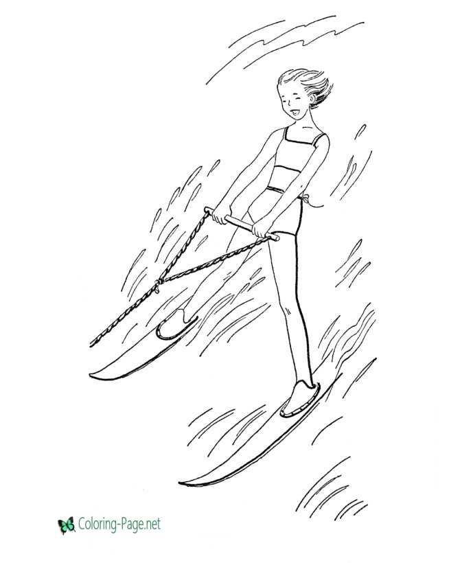 Water Skiing Sports Coloring Pages