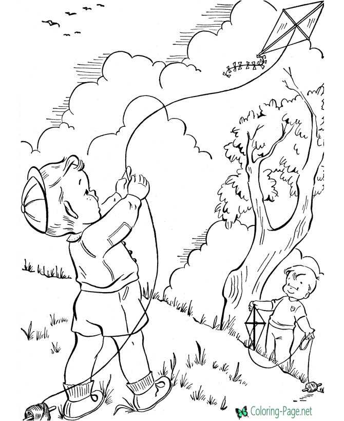 kite spring coloring pages