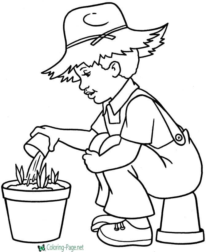 Spring Coloring Pages Farmer Boy