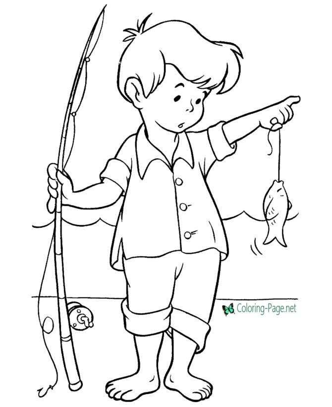 Printable Fishing Summer Coloring Pages