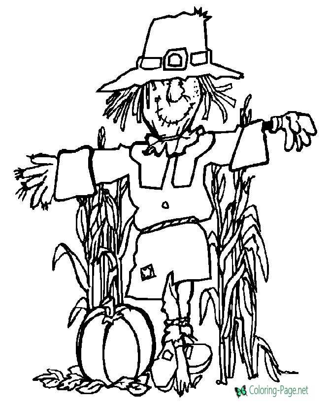 Thanksgiving Coloring Pages Scarecrow Pumpkins