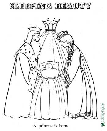 Sleeping Beauty fairy tale coloring pages