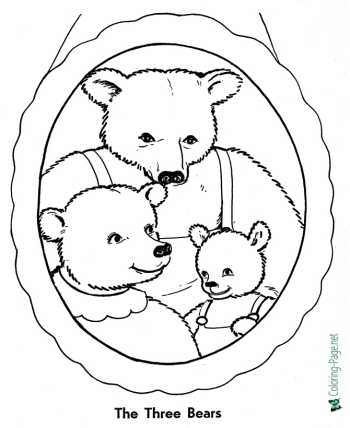 The Three Bears fairy tale coloring pages