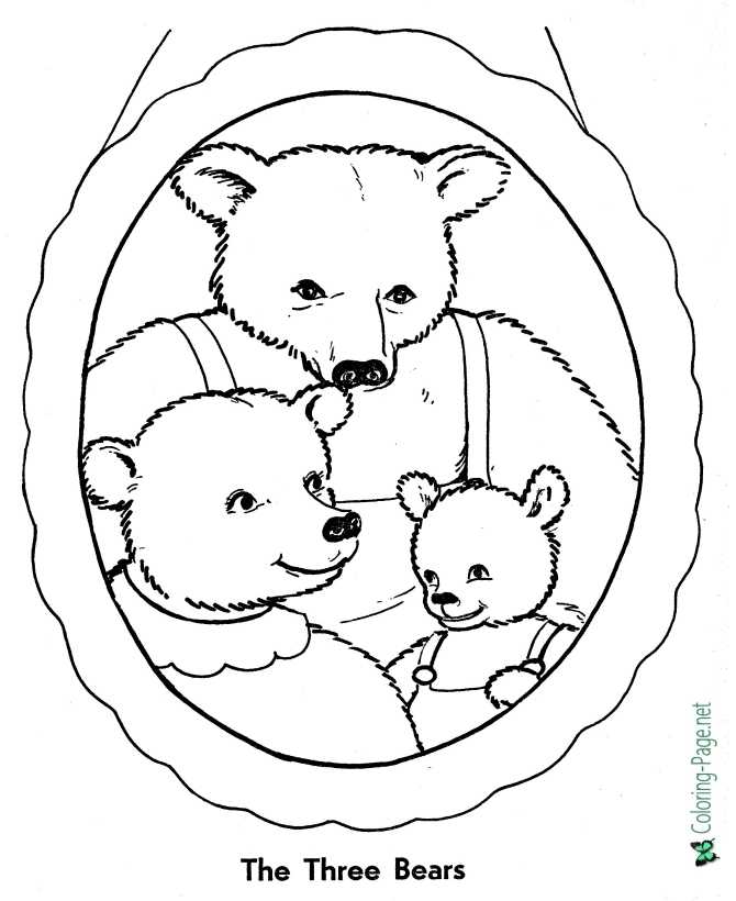 print goldilocks and three bears coloring page