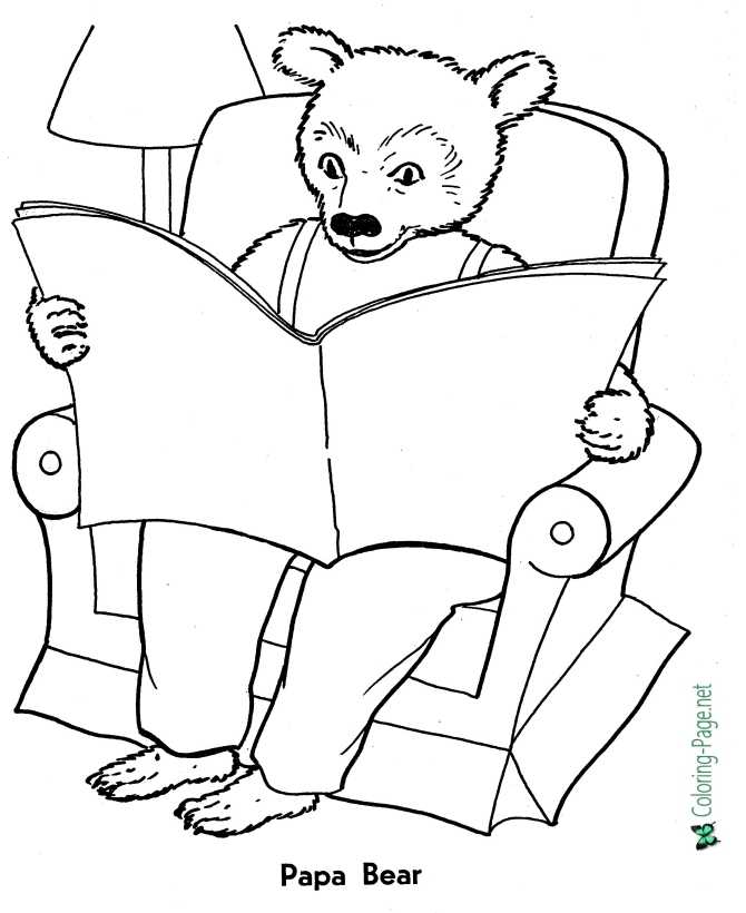 Papa Bear - Three Bears Coloring Page