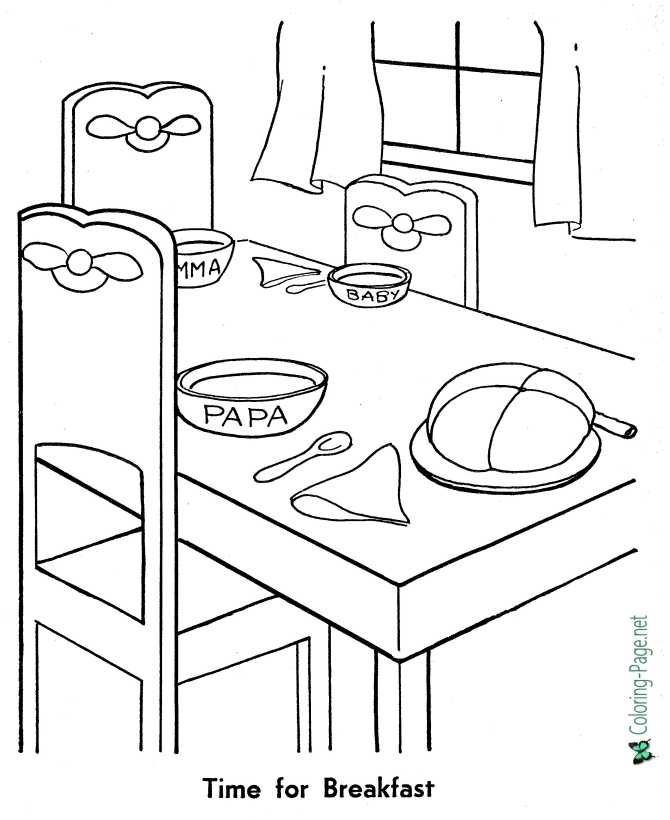 Time for Breakfast - Goldilocks and the Three Bears coloring page