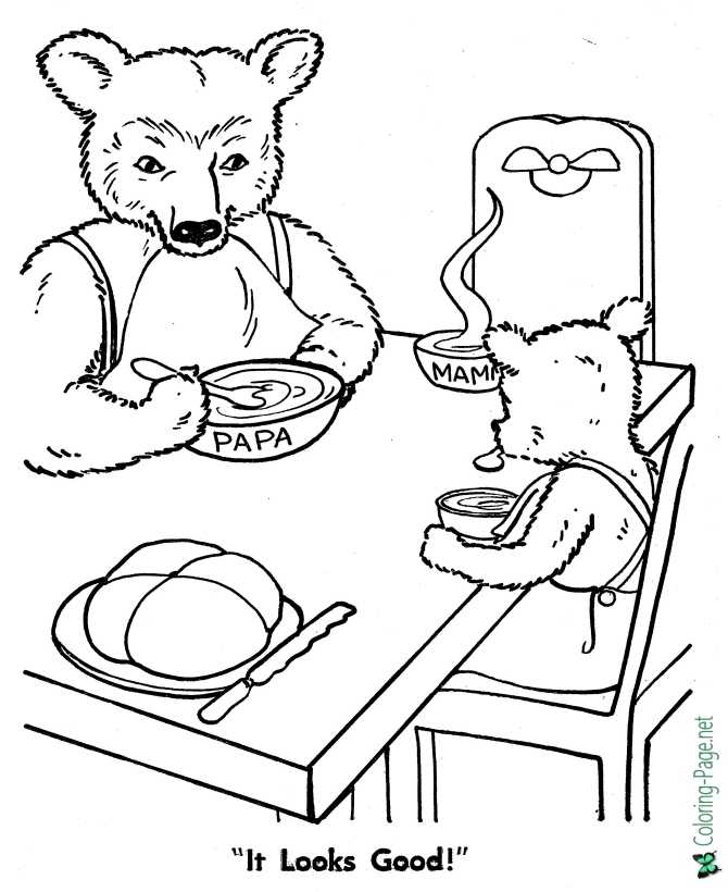 printable Goldilocks and the Three Bears coloring page