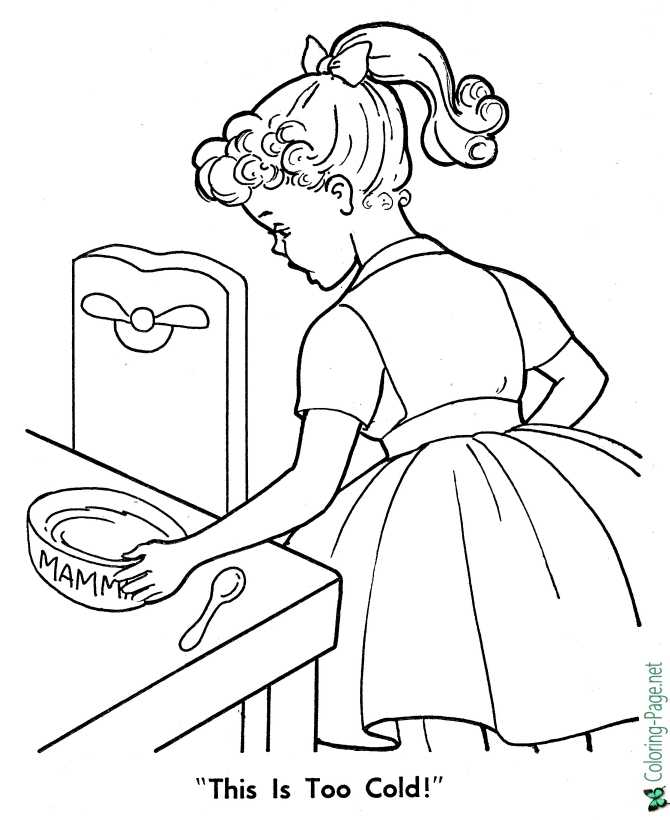 Too Cold! - Goldilocks Coloring Page