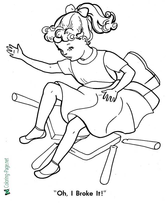 printable Goldilocks Breaks Chair Coloring Page