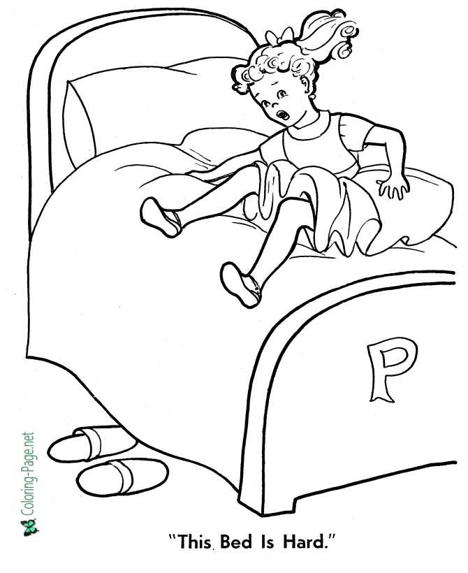 Bed Too Hard! Goldilocks Coloring Pages