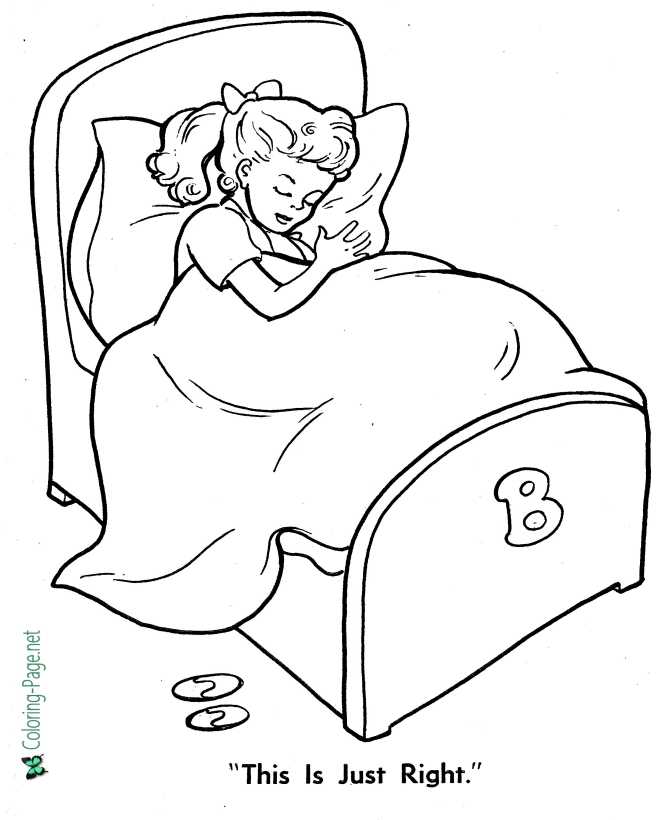 Goldilocks Coloring Page - This Bed Just Right!