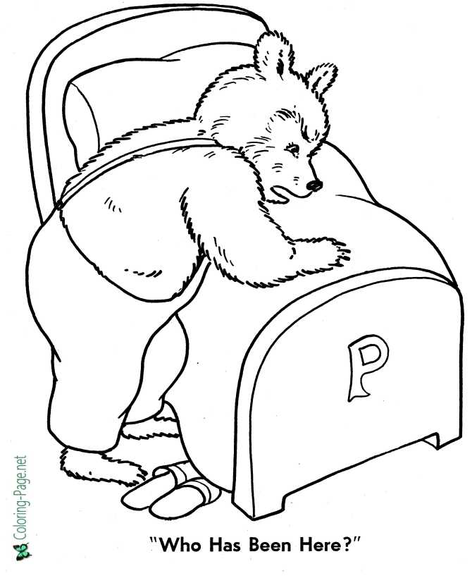 Who Has Been Here?  Goldilocks and the Three Bears coloring page