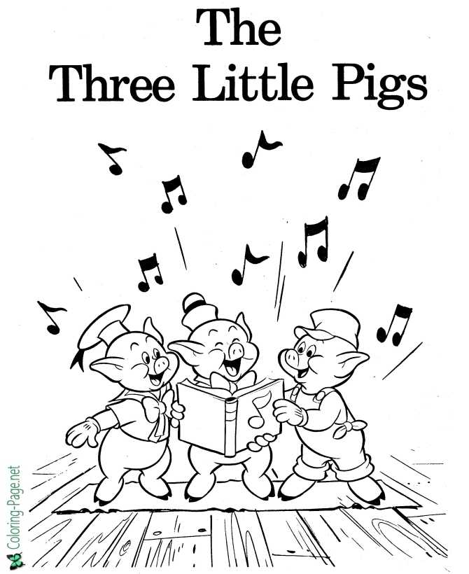 printable Three Little Pigs coloring page