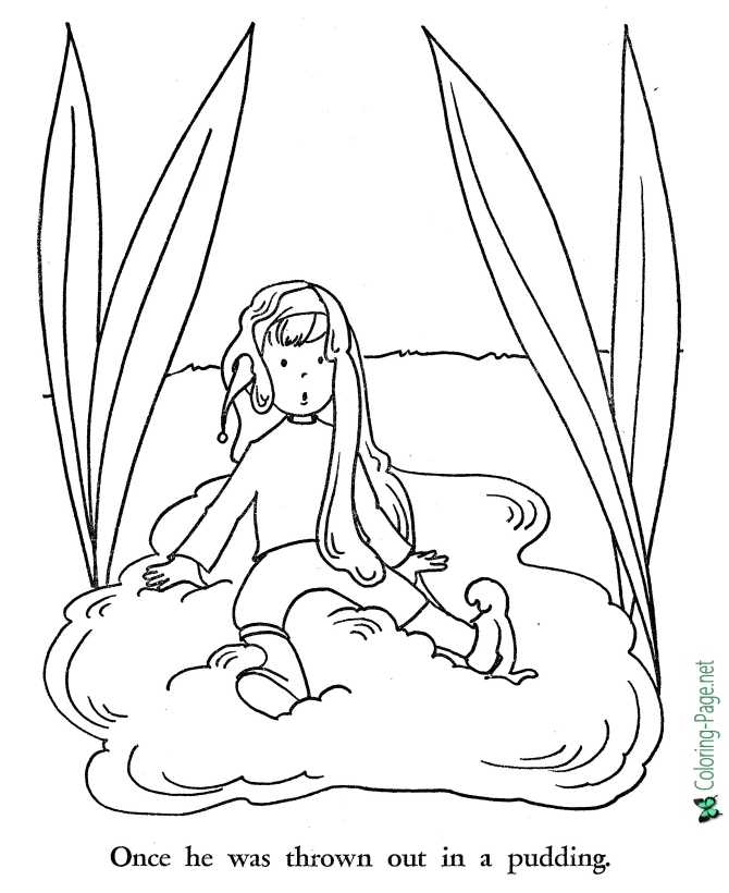 Tom Thumb in Pudding Coloring Page