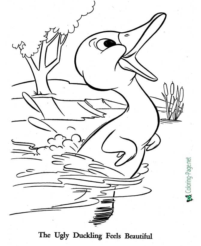 The Ugly Duckling Feels Beautiful Coloring Page