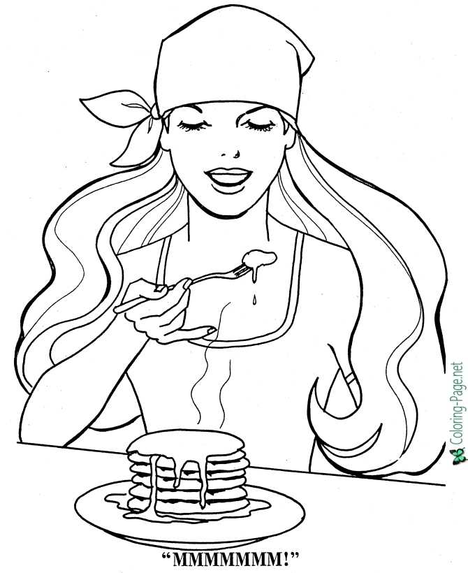 Pancake Breakfast coloring page for girls