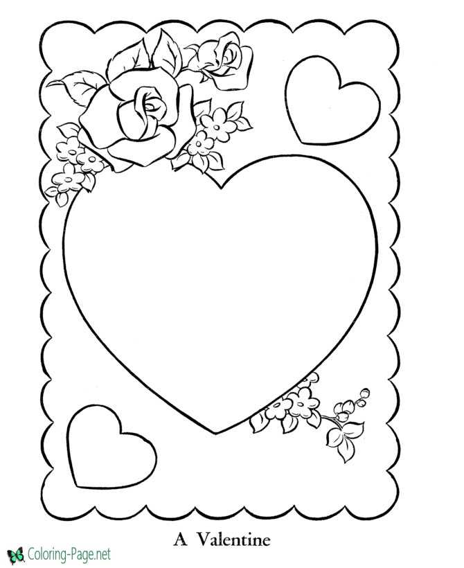 Valentine Heart Coloring Pages Roses and Hearts