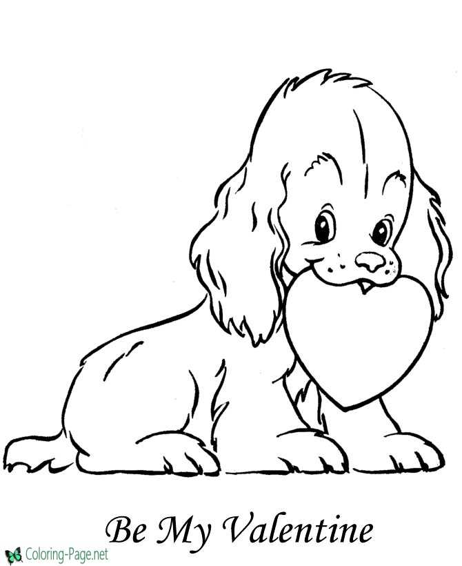 Puppy Dog Valentine´s Day Coloring Pages