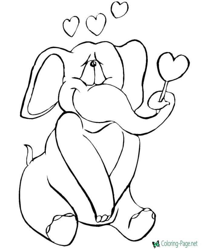 Elephant Valentine´s Day Coloring Pages