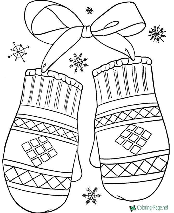 Winter Coloring Pages Winter Mittens