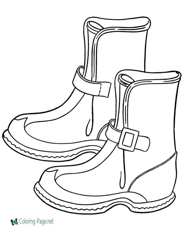 Winter Coloring Pages Boots to Print