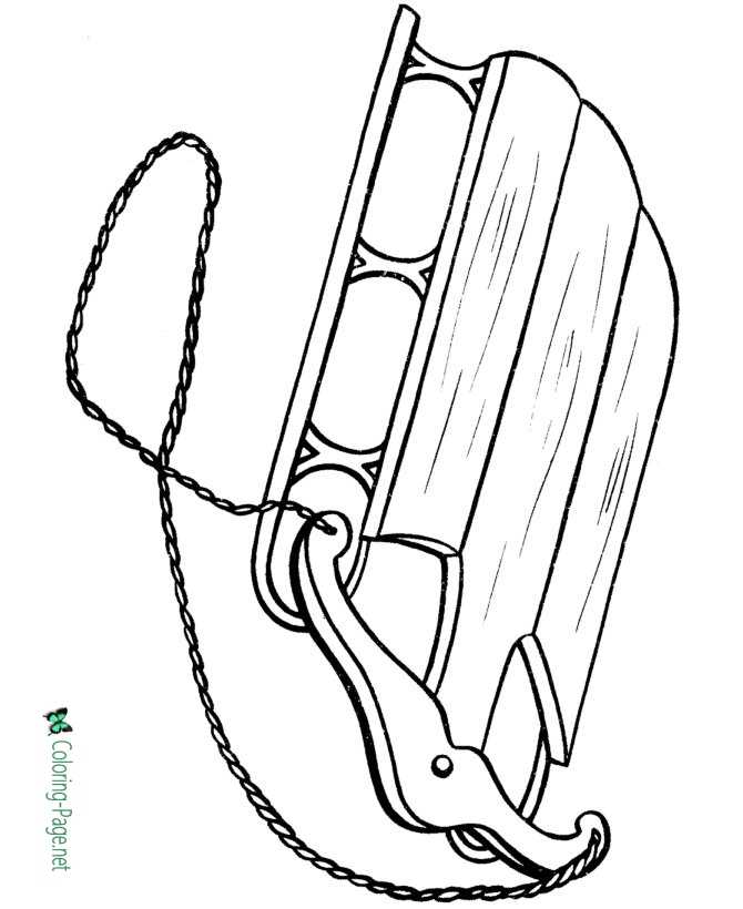 Winter Coloring Pages Printable Sled