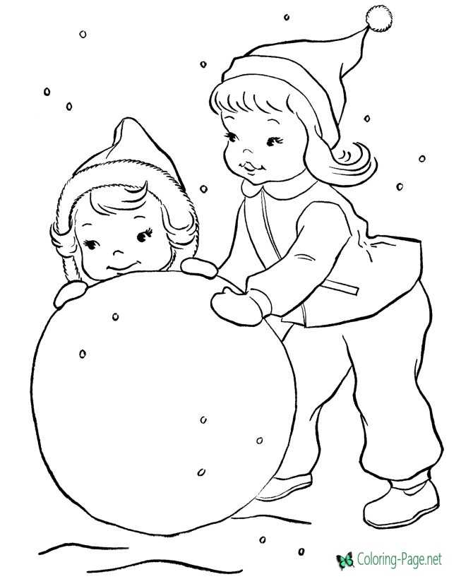 Girls Snowman Winter Coloring Pages