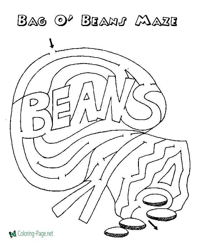 Printable Mazes Bag of Beans Maze
