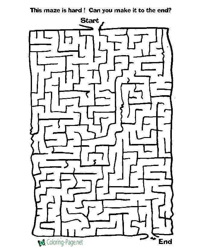 Difficult Kids Printable Mazes