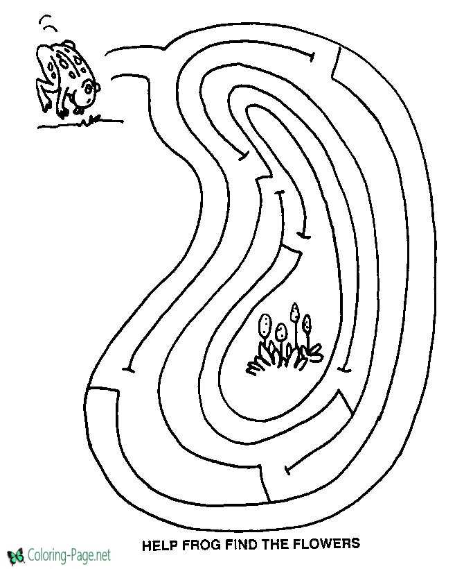 Printable Mazes Frog to Flowers