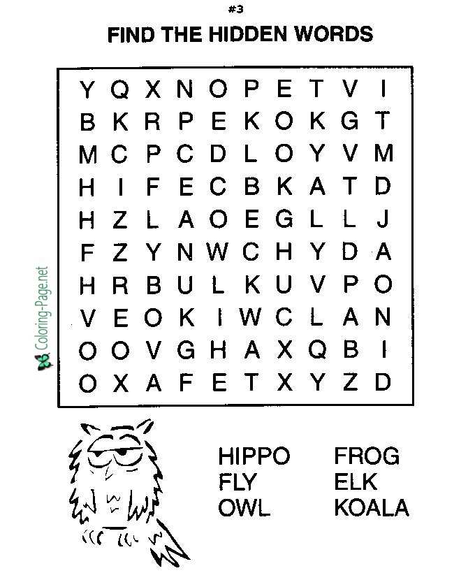Zoo Animals Word Search Worksheets