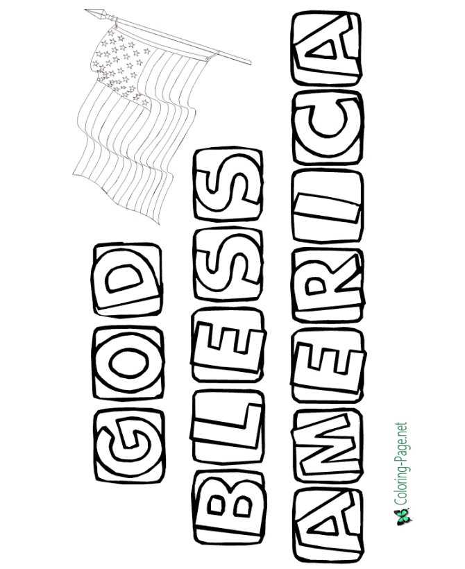 Bless America 4th of July Coloring Pages
