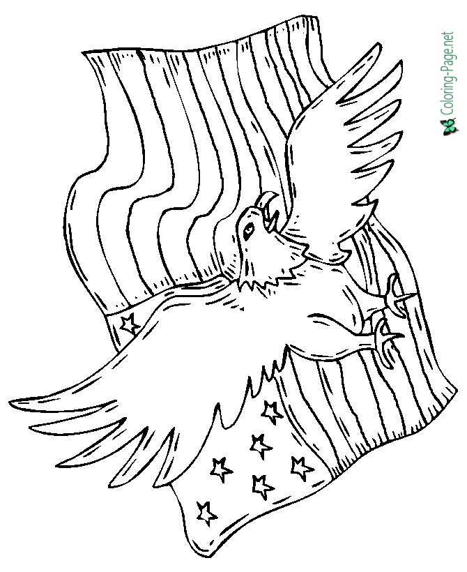 Eagle and Flag 4th of July Coloring Pages