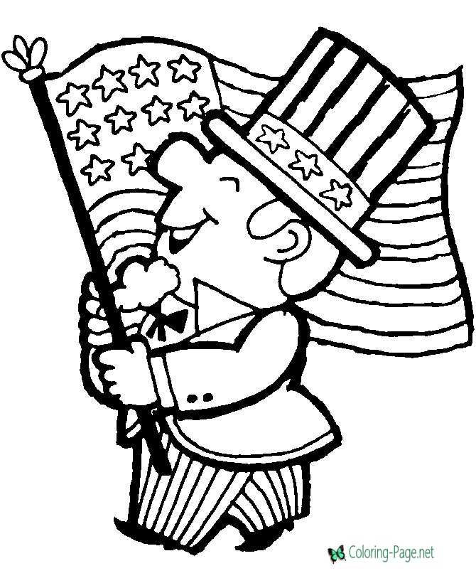flag march 4th of July Coloring Pages