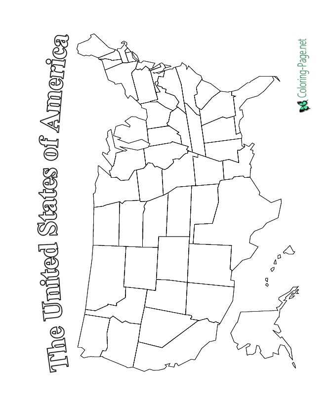 USA Map 4th of July Coloring Pages