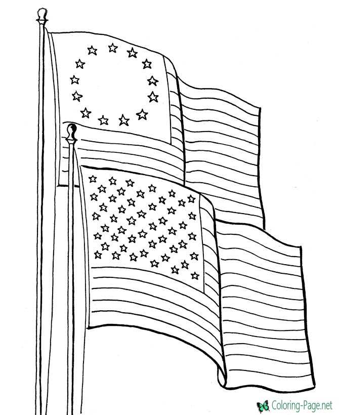 Printable American Flag Coloring Page 02