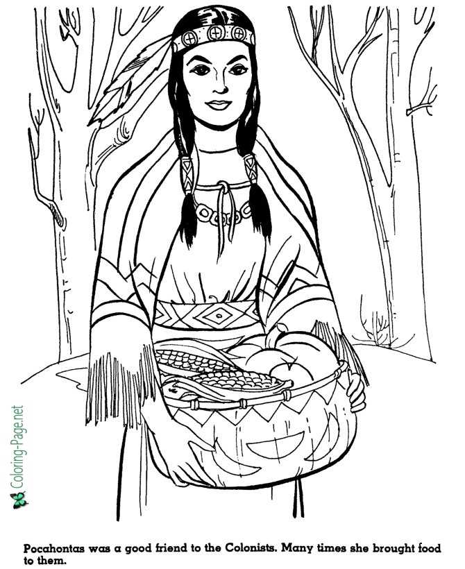 Pocahontas American History Coloring Page