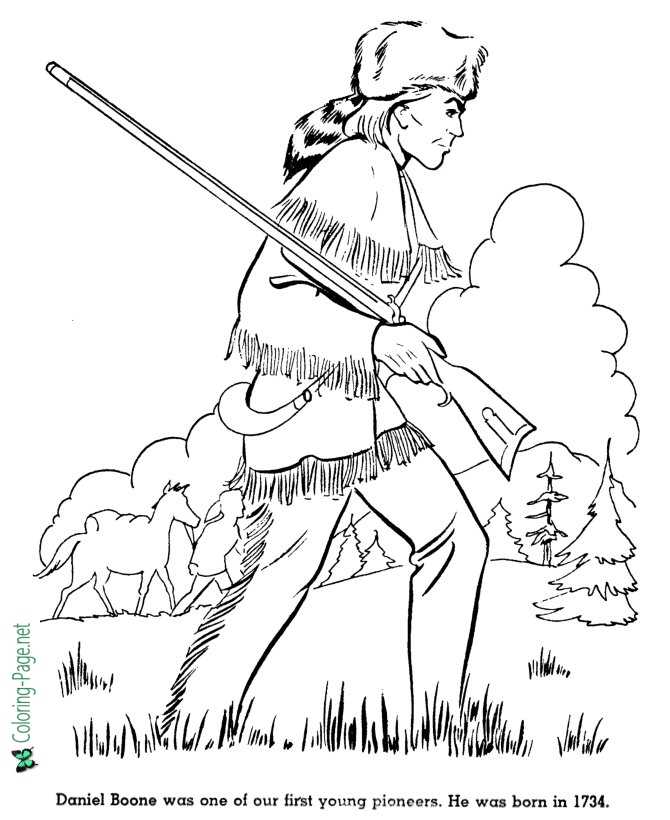 Daniel Boone American History Coloring Page