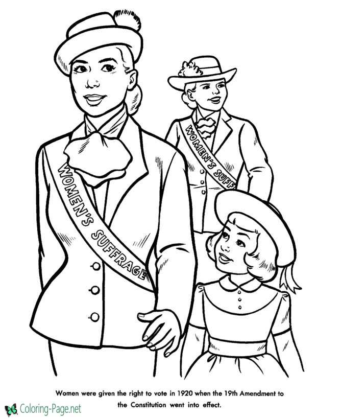 Women Right to Vote American History Coloring Page