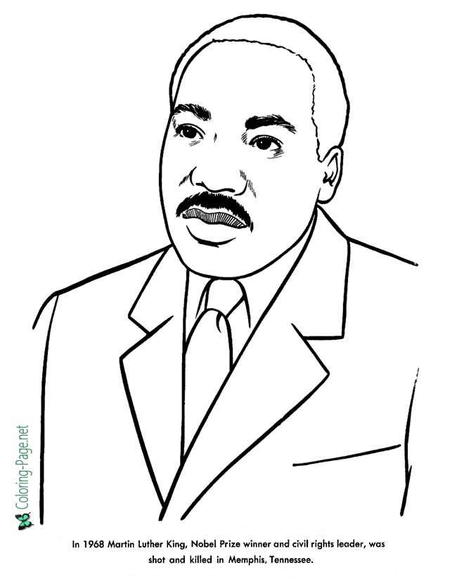 Martin Luther King American History Coloring Page