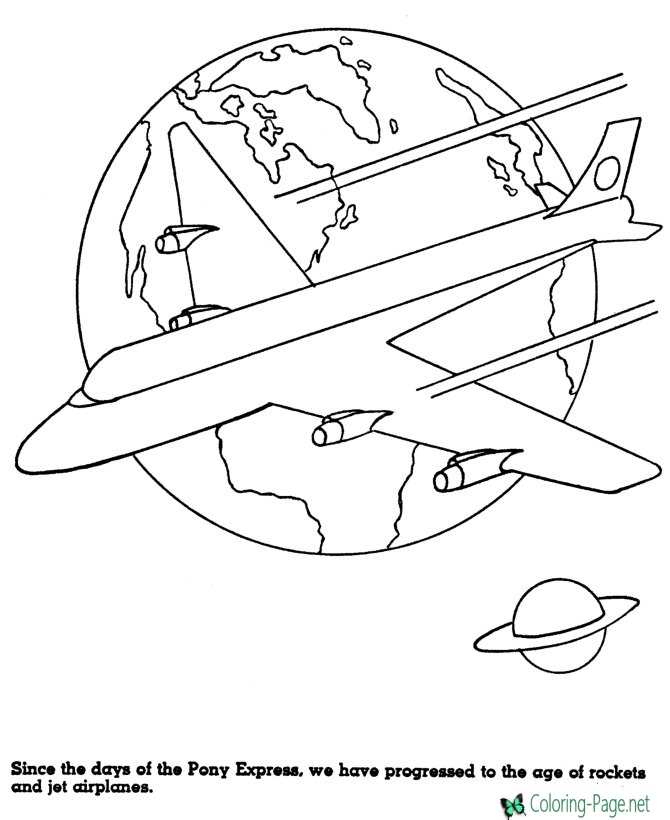 Rockets and Airplanes American History Coloring Page