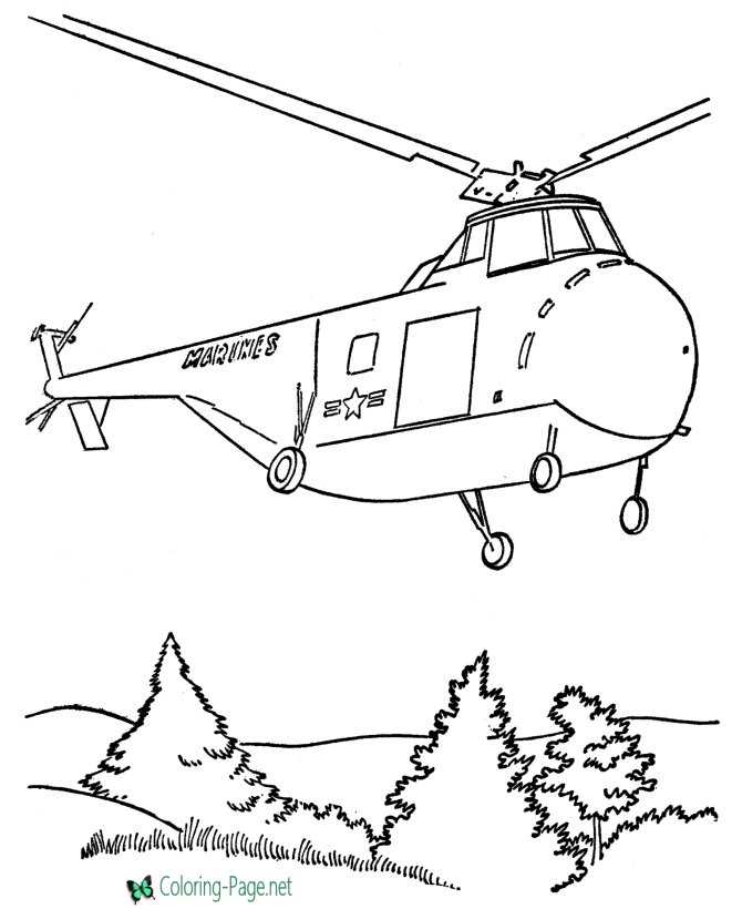 Armed Forces Coloring Pages - Helicopter